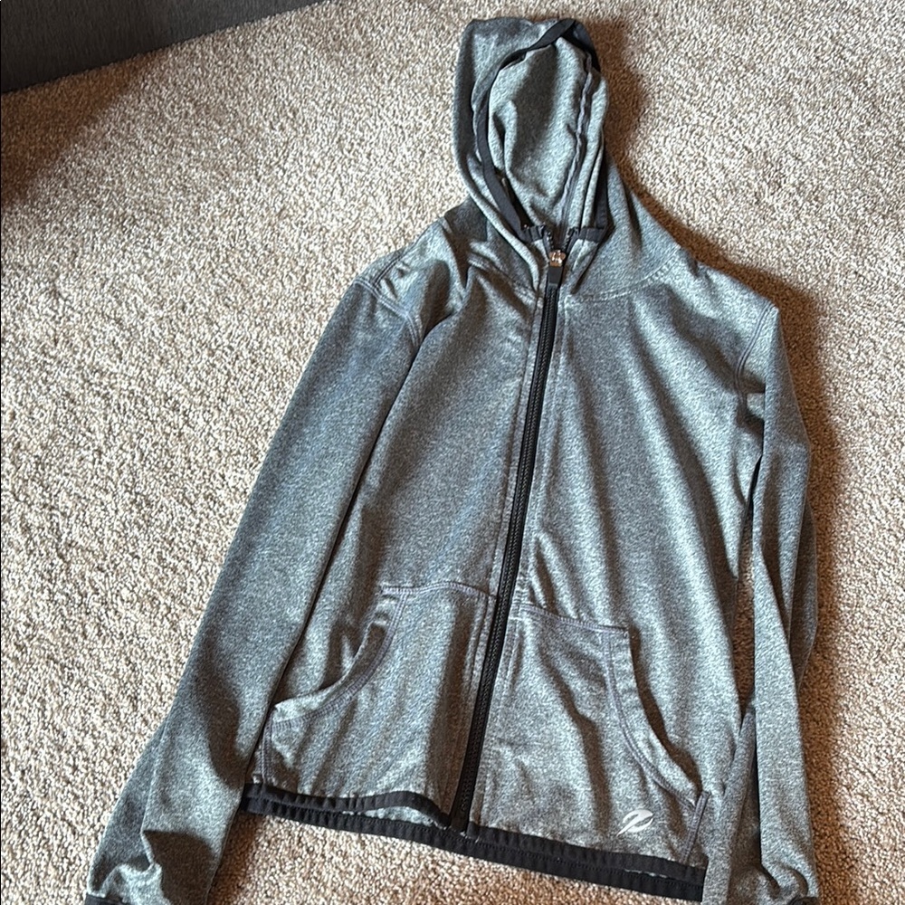 Girls Gray Zip-Up Hoodie